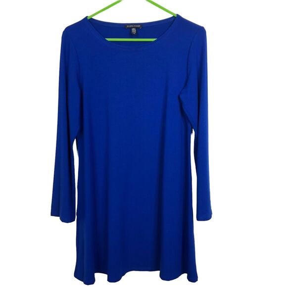 Eileen Fisher Women's Small Royal Blue Viscose Jersey Ballet Neck Tunic Top - Picture 2 of 9